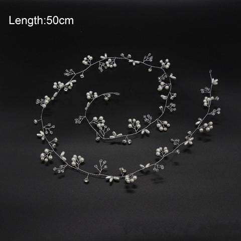 Pearl Hair Vine Accessories Wedding Jewelry 35cm Headwear -JW00463-Veeddydropshipping