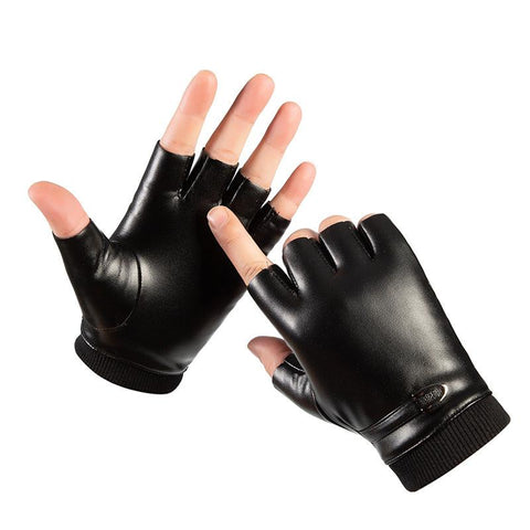 Breathable PU Leather Gloves Winter Fingerless Mittens Half Finger Gloves-OS01007-Veeddydropshipping