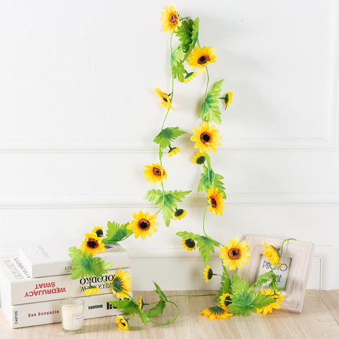 Sunflower Artificial Flowers Vine Fake Wedding Decoration-HA00720-Veeddydropshipping