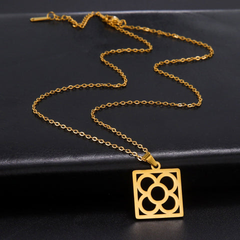 Barcelona Flower Square Pendant Chain Necklaces for Women -JW01232-Veeddydropshipping
