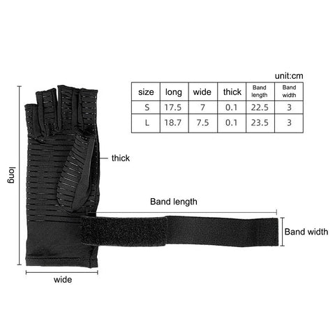 1 pair Arthritis Gloves Compression Gloves with Strap Fingerless Glove Hand Wrist Support-OS01043-Veeddydropshipping