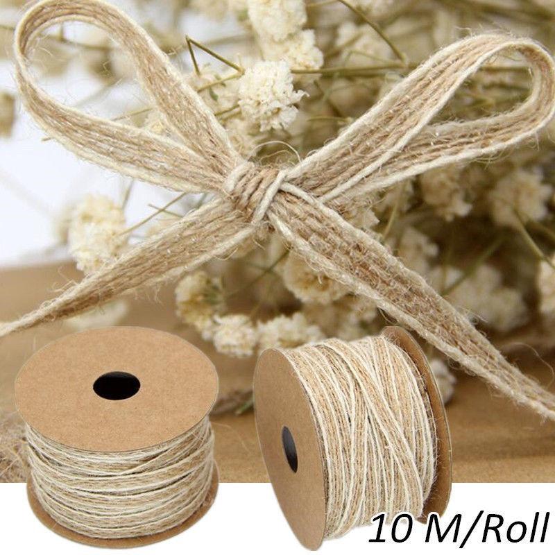 Jute Burlap Rolls Hessian Ribbon With Lace-HA00610-Veeddydropshipping