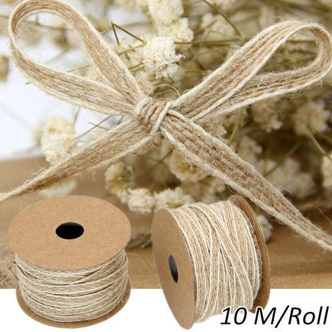Jute Burlap Rolls Hessian Ribbon With Lace-HA00610-Veeddydropshipping