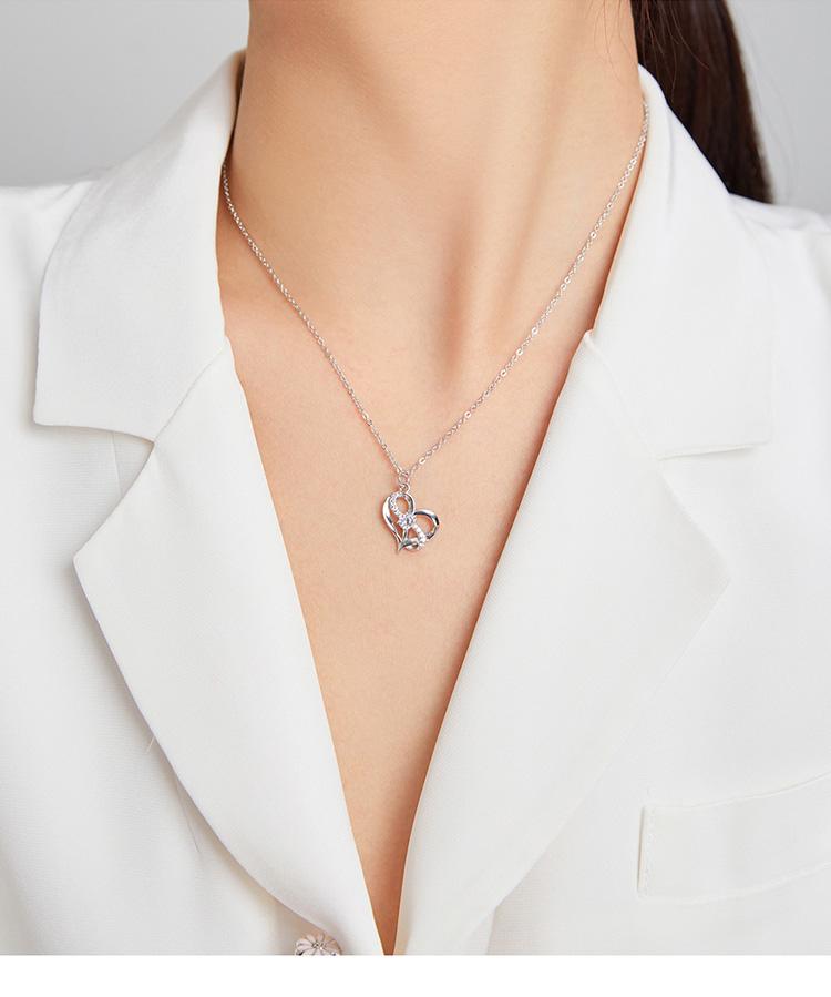 925 Sterling Silve  Forever Love Heart Pendant Necklace-JW01214-Veeddydropshipping