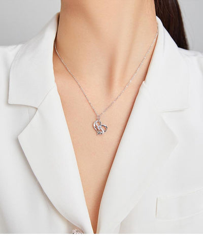 925 Sterling Silve  Forever Love Heart Pendant Necklace-JW01214-Veeddydropshipping