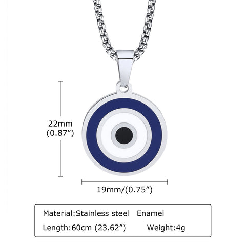 Necklaces  Stainless Steel Simple Ethnic Turkish Eye Collar Jewelry-JW01217-Veeddydropshipping