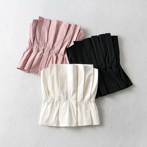 Women Sexy Solid Cropped Tank Top Vintage Backless Pleated-Veeddydropshipping