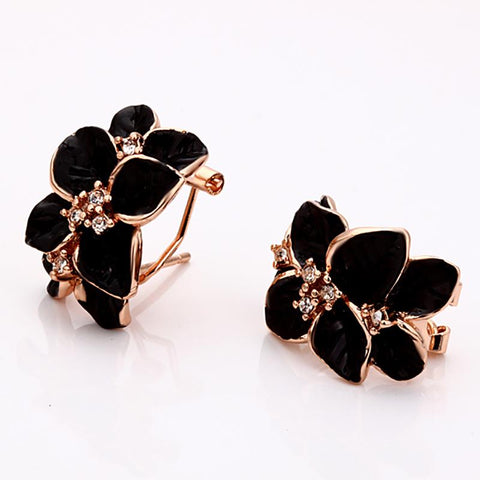 Fashion  Enamel Rose Gold Color Black Bridal Jewelry Sets -JW00349-Veeddydropshipping
