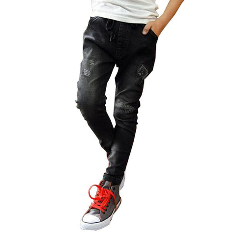 Boys pants spring autumn black jeans kids casual trousers boys jeans-TB01272-Veeddydropshipping