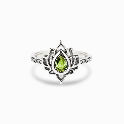 925 Sterling Silver Vintage Lotus Flower Rings For Women -JW00046-Veeddydropshipping