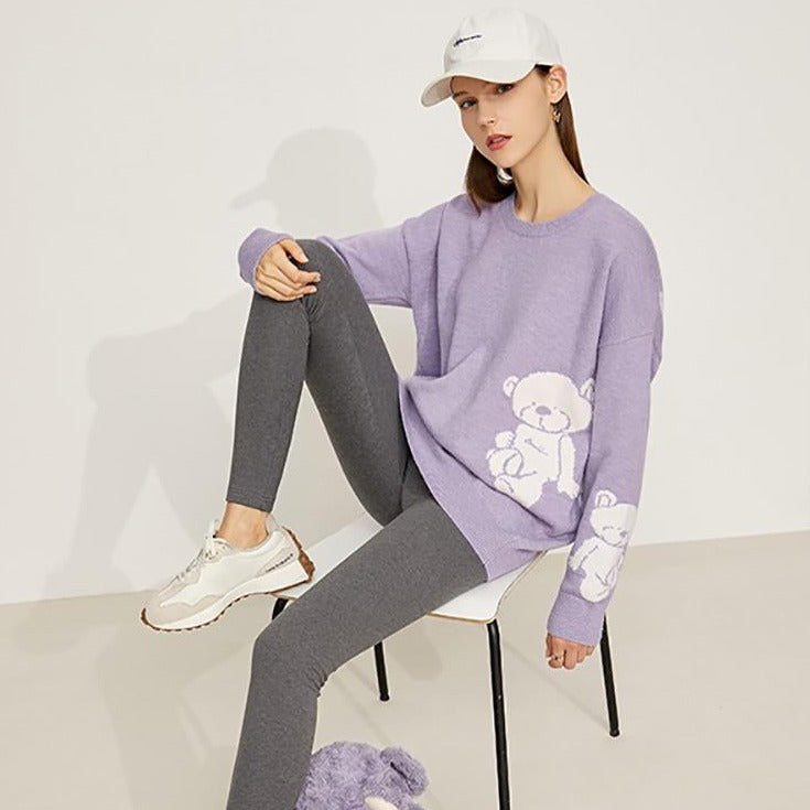 Minimalism Sweater For Women Fashion Bear Printed-WF00087-Veeddydropshipping