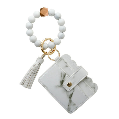 Ring Key Chain with Beaded Bracelet and Card Bag-BS00626-Veeddydropshipping