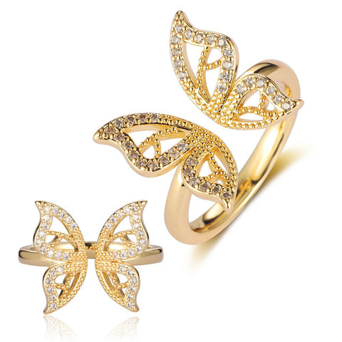 Copper Cubic Zirconia Butterfly Jewelry Wholesale Women Fashion Ring-JW01403-Veeddydropshipping