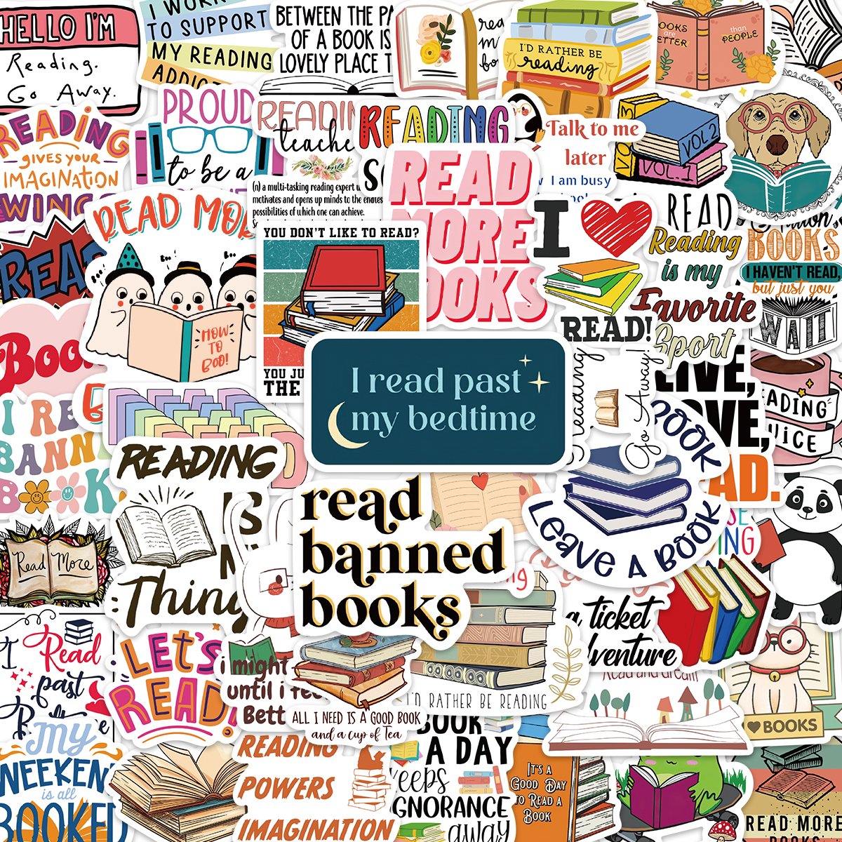 10/50PCS Reading Book Day Student Stickers Vintage For DIY Kids-TB01655-Veeddydropshipping