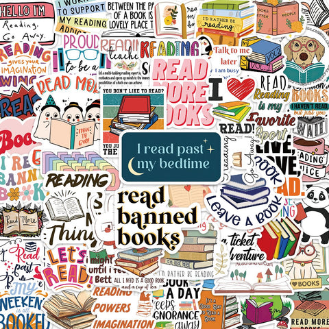 10/50PCS Reading Book Day Student Stickers Vintage For DIY Kids-TB01655-Veeddydropshipping