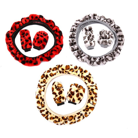 Leopard Printed Steering Wheel Cover Hand Brake Gear Protective Cap-AM01488-Veeddydropshipping