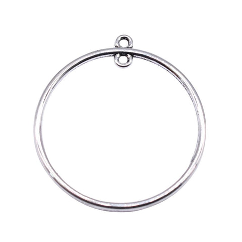 Circle Earrings Connector Charms Antique Silver Color Jewelry Findings-JW01617-Veeddydropshipping