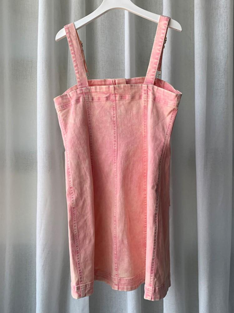 Summer Women Sexy Mini Strap Denim Dress-WF00173-Veeddydropshipping