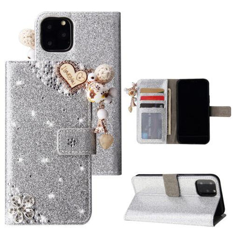 For iPhone 14 Pro Max 13 12 X XS XR 7 Bling Wallet Flip Leather Case Phone Cover-PA00127-Veeddydropshipping