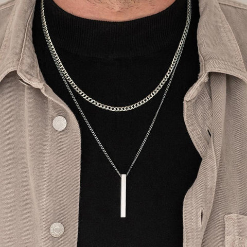 Necklaces for Men, Layering Stainless Steel Geometric Pendant-JW01205-Veeddydropshipping