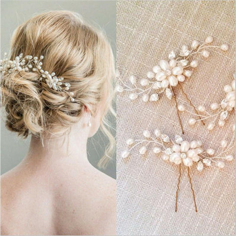 Pearl Hair Vine Accessories Wedding Jewelry 35cm Headwear -JW00463-Veeddydropshipping