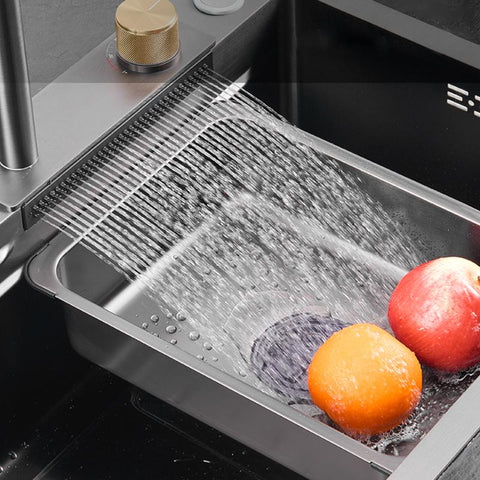 Topmount Raterfall Kitchen Sink Large Single Bowl-TI00628-Veeddydropshipping