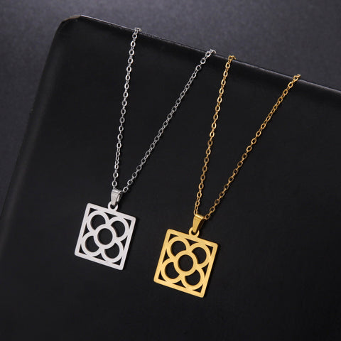 Barcelona Flower Square Pendant Chain Necklaces for Women -JW01232-Veeddydropshipping