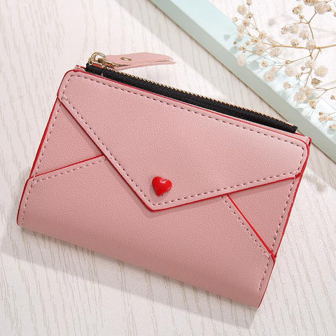 Wallet Small Red Heart Yellow Coin Purse Business Card Holder-BS00608-Veeddydropshipping