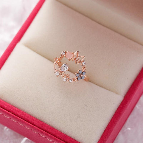 Crystal Zircon Rings Open Rings Wedding Engagement Jewelry  -JW00558-Veeddydropshipping