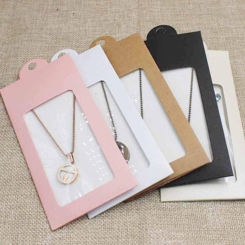 30PCS color cardboard jewelry  display window hanger box -JW01678-Veeddydropshipping