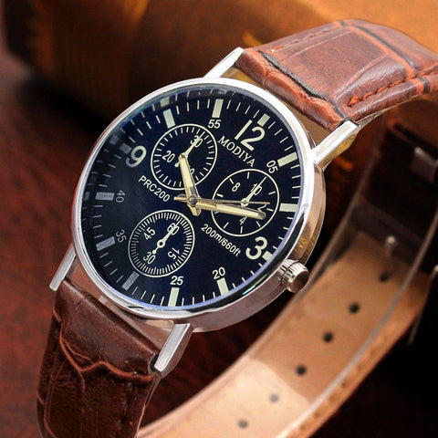 Clock Men Minimalist Dial Elegant Pointers quartz Watch Leather Belt Male -CE00767-Veeddydropshipping