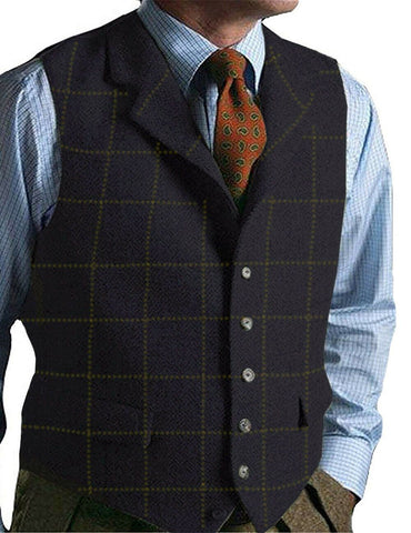 Vest Notched Lapel Solid Color Retro Wool Single-MF01282-Veeddydropshipping