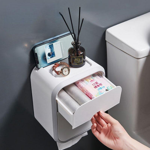 Punch-free Toilet Paper Holder Box Waterproof-HA01043-Veeddydropshipping