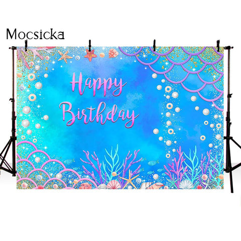 7x5ft Photography Under Sea Castle Backdrop Ocean Bubble Birthday Party Photo -CE00379-Veeddydropshipping
