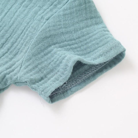 Children T-Shirts Kids Boys Girls Linen Pleated Clothes-Veeddydropshipping