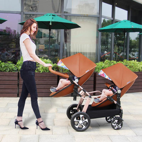 2023 New Twin baby strollers,Eggshel Double baby strollers,Luxury leather baby-TB00374-Veeddydropshipping