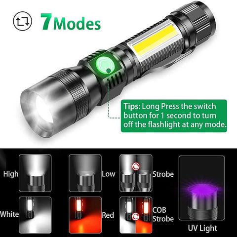 UV Light &amp; Strong Light Flashlight USB Rechargeable Camping Lantern-TI00755-Veeddydropshipping