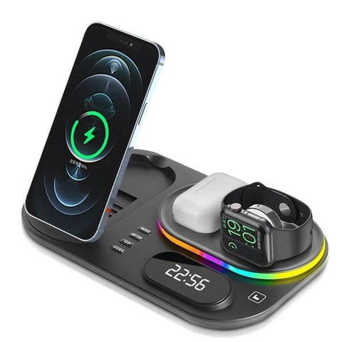 4 in 1 Wireless Chargers Dock Station With Lamp And Clock-Veeddydropshipping