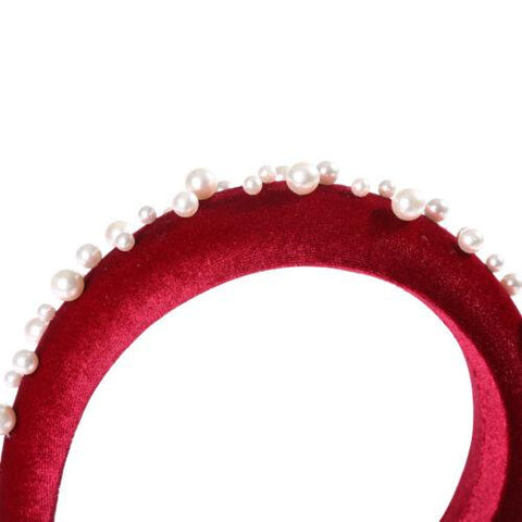Ladies Pearls Padded Hair Band Accessories-WF01102-Veeddydropshipping