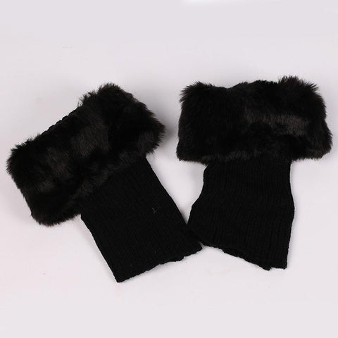 Women Crochet Faux Fur Trim Leg Boot Socks-WF01241-Veeddydropshipping