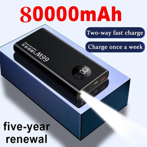 80000mAh large capacity auxiliary battery 66W two-way fast charge digital-PA00073-Veeddydropshipping