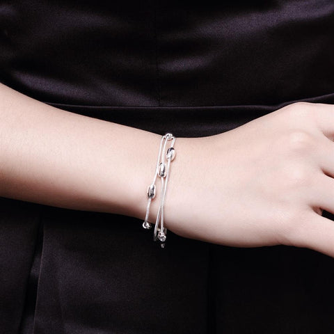 beads 925 Sterling Silver Bracelet necklace Jewelry set  -JW00212-Veeddydropshipping