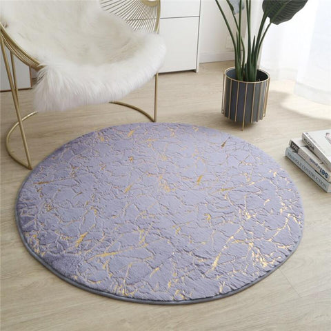 Fur Rug Pink Round Soft Fluffy Rabbit Fur Carpet-HA00549-Veeddydropshipping