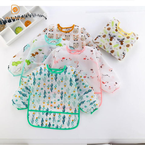 New Cute Children Baby Kids Toddler Bibs Waterproof Long Sleeve-TB00301-Veeddydropshipping