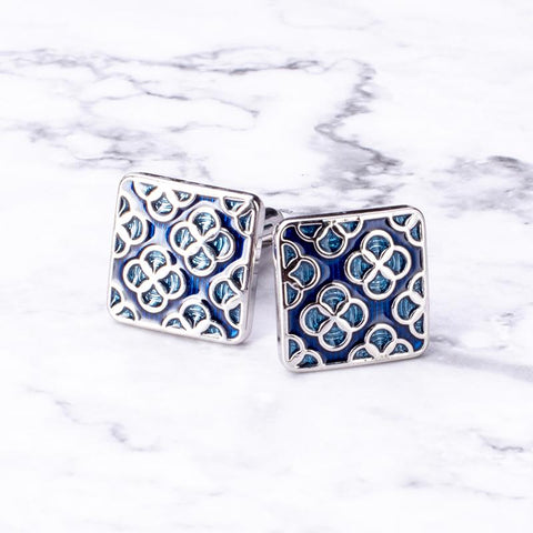 French Shirt Cufflinks and Tie Clip Set Blue Wedding Christmas Gifts-JW01307-Veeddydropshipping