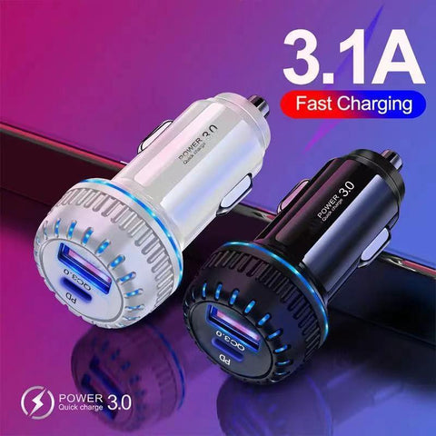 Dual Ports PD Car Charger USB C Quick Charge 3.0 USB-PA01143-Veeddydropshipping