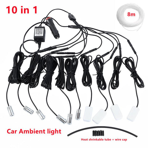 Universal 10 in 1 RGB LED 8M Car Interior Ambient Decor Fiber Optical-AM00035-Veeddydropshipping