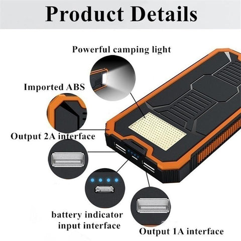 Solar Power Bank 80000 mAh Charger Power Bank Outdoor Portable Charging-PA00469-Veeddydropshipping