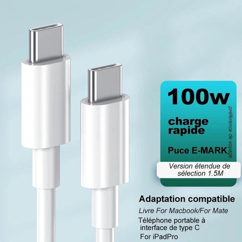 PD 100W USB C to Type-C Cable Fast Charge Data Sync Cable For Mobile Phone-PA00397-Veeddydropshipping