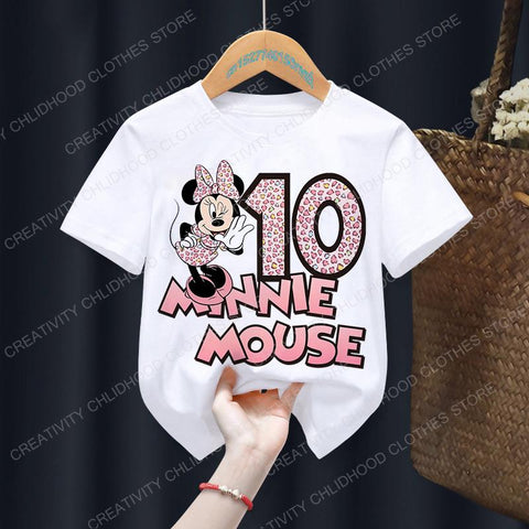 Summer Minnie Mouse Children T-shirt Kawaii Number 1-12 Disney T Shirts-TB00936-Veeddydropshipping